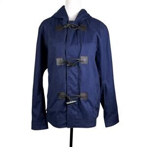 Michael Kors Men's Navy Hooded Toggle Zipper Snap 100% Cotton Jacket Coat